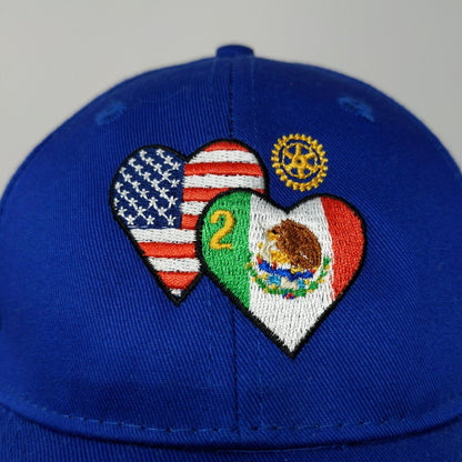 International Rotary Club Queensboro USA Mexico Flag Blue Hat Cap Adjustable