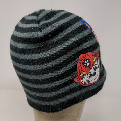 Nickelodeon Boys Paw Patrol Beanie Hat Cap Gray Black OSFM Striped Graphic