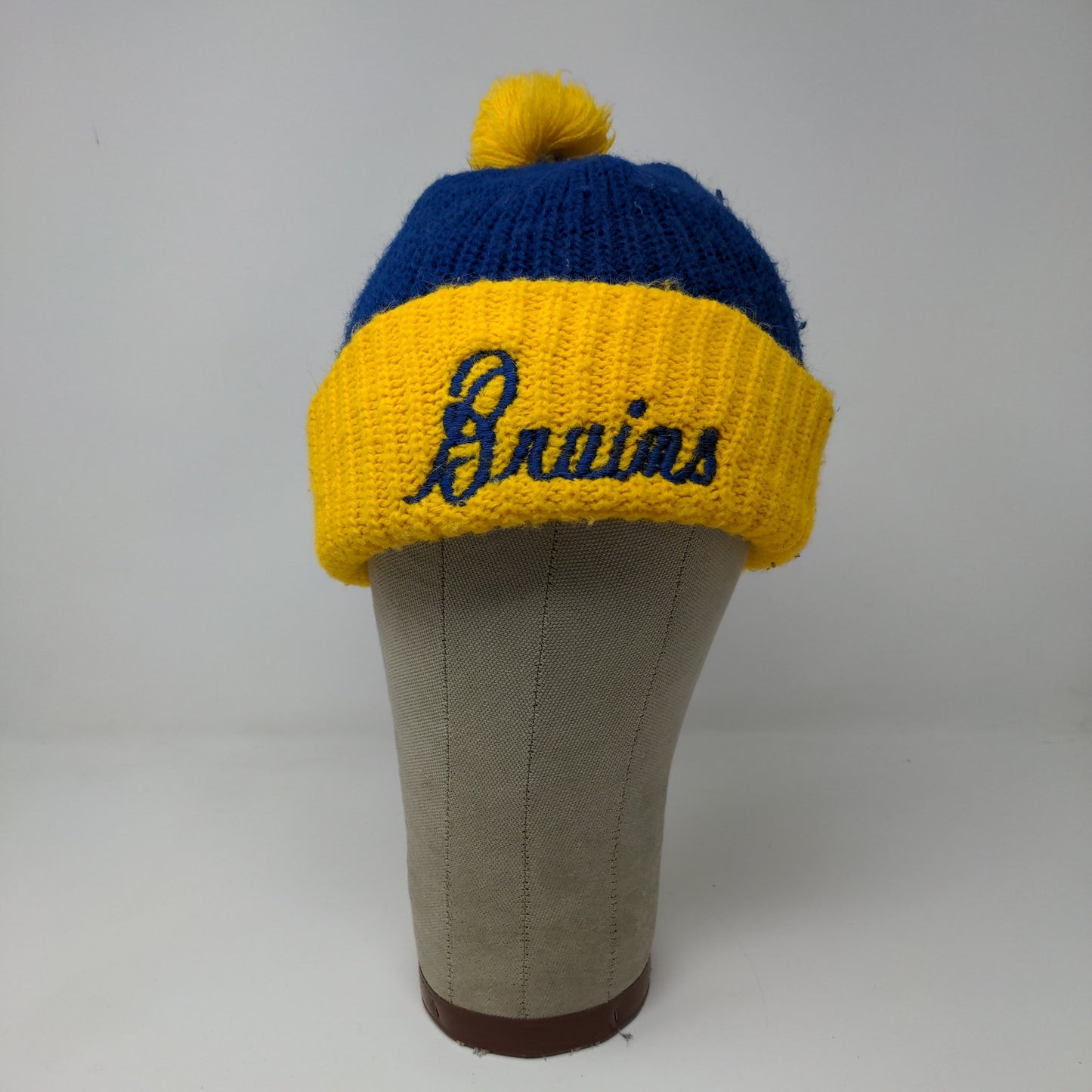 UCLA Bruins Beanie Hat Embroidered Logo Blue Yellow Pom Pom Knit