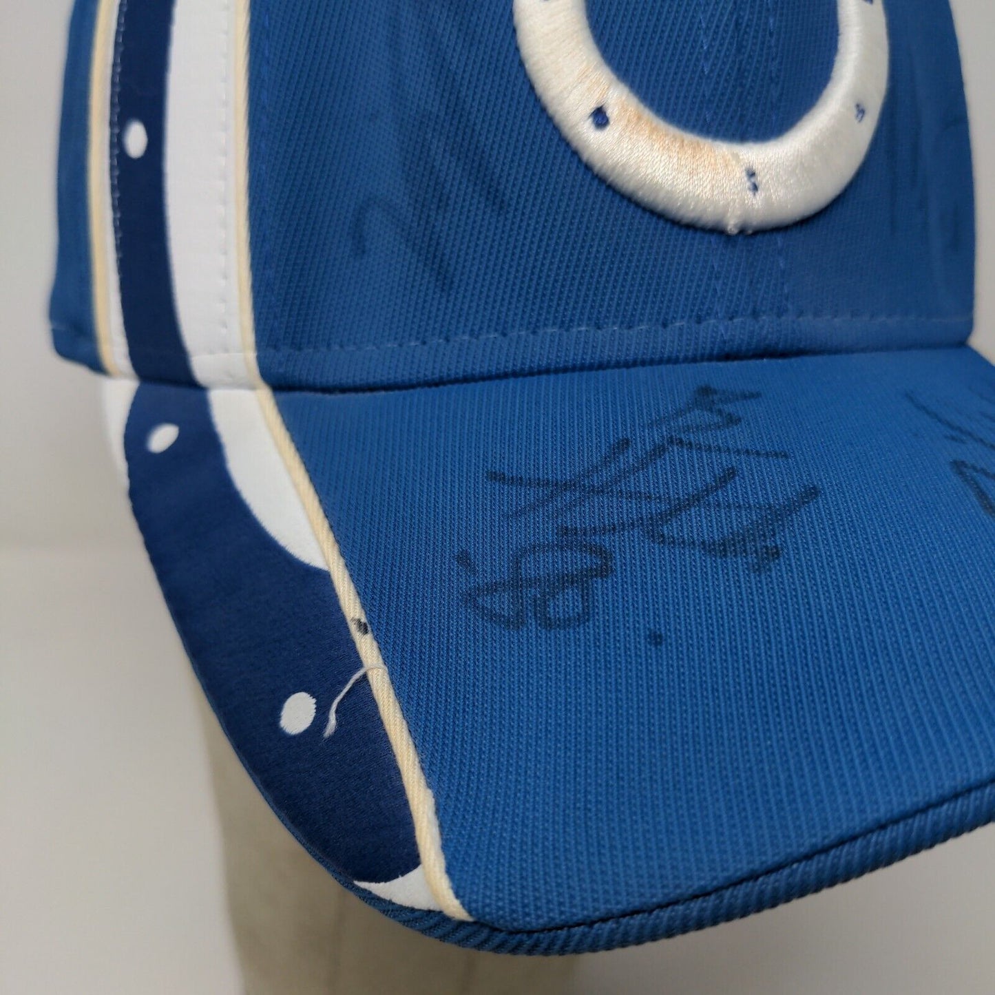 Reebok Men's NFL Indianapolis Colts Hat Blue OSFA Autographed Signed Multiple