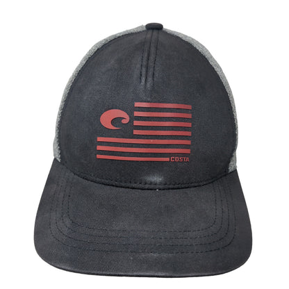 Costa Del Mar Men's Snapback Hat Gray Black 3D Flag Stripe Logo