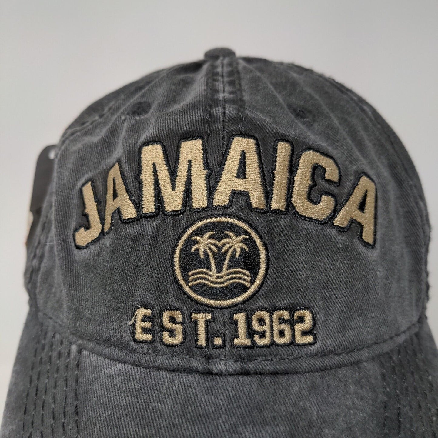 Lifestyle Jamaica Strapback Hat Gray Embroidered Logo Cotton Adjustable W/Tags