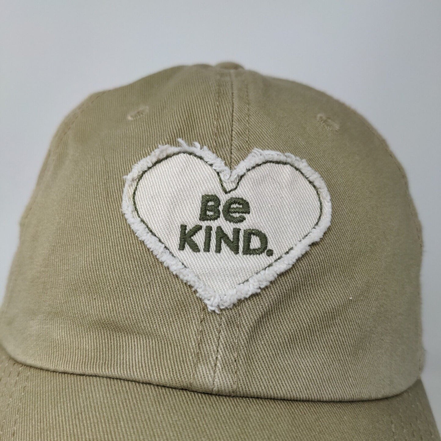 Life Is Good Slideback Hat Green Beige Adjustable Be Kind Embroidered Logo