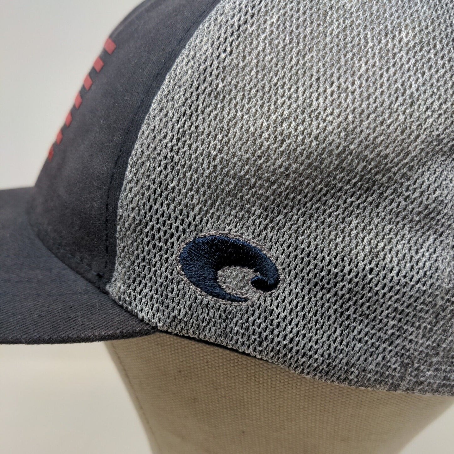 Costa Del Mar Men's Snapback Hat Gray Black 3D Flag Stripe Logo