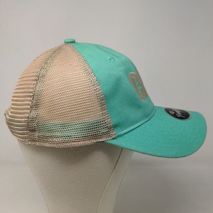 CAT Caterpillar Women's Strapback Mesh Back Hat Blue Green Ponytail Back