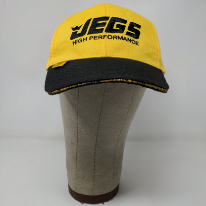 JEGS High Performance Strapback Hat Black Yellow Adjustable Embroidered Logo