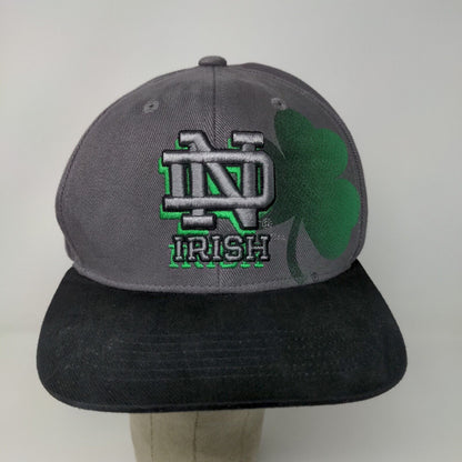 Notre Dame Fighting Irish Snapback Hat Gray Black OSFA Embroidered Logo Clover