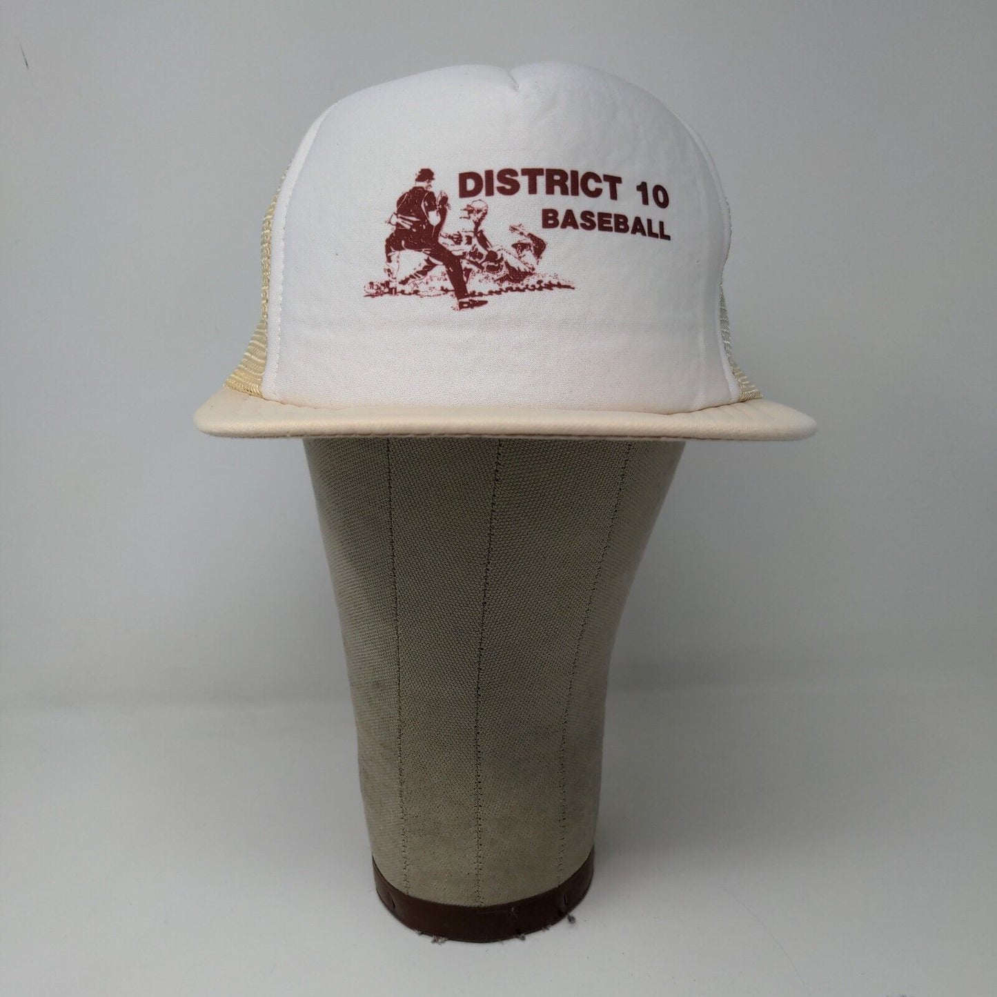 District 10 Baseball White Snapback Hat Cap Graphic Print Size S / M Adjustable