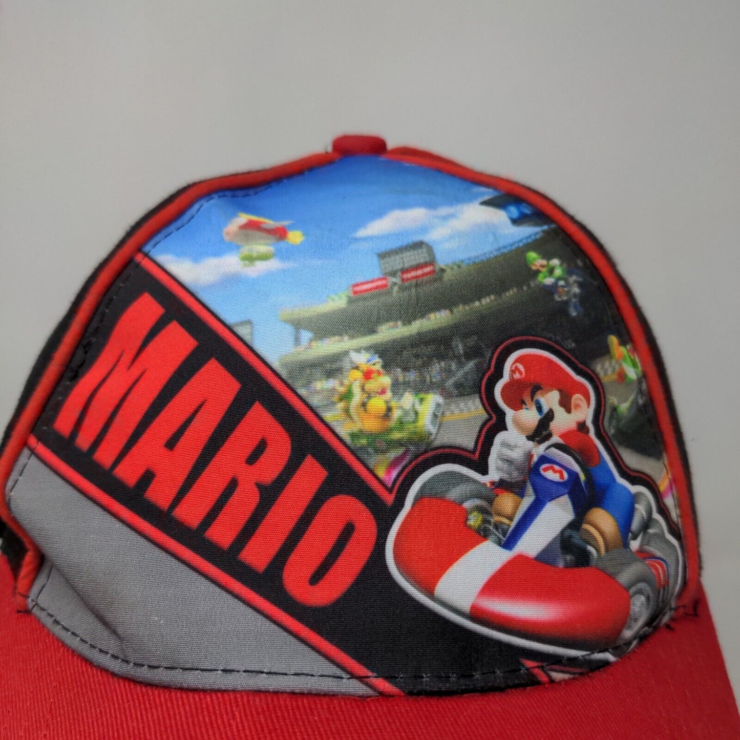 Nintendo Mario Kart Wii Men's Strapback Hat Red Black OSFM Graphic Logo