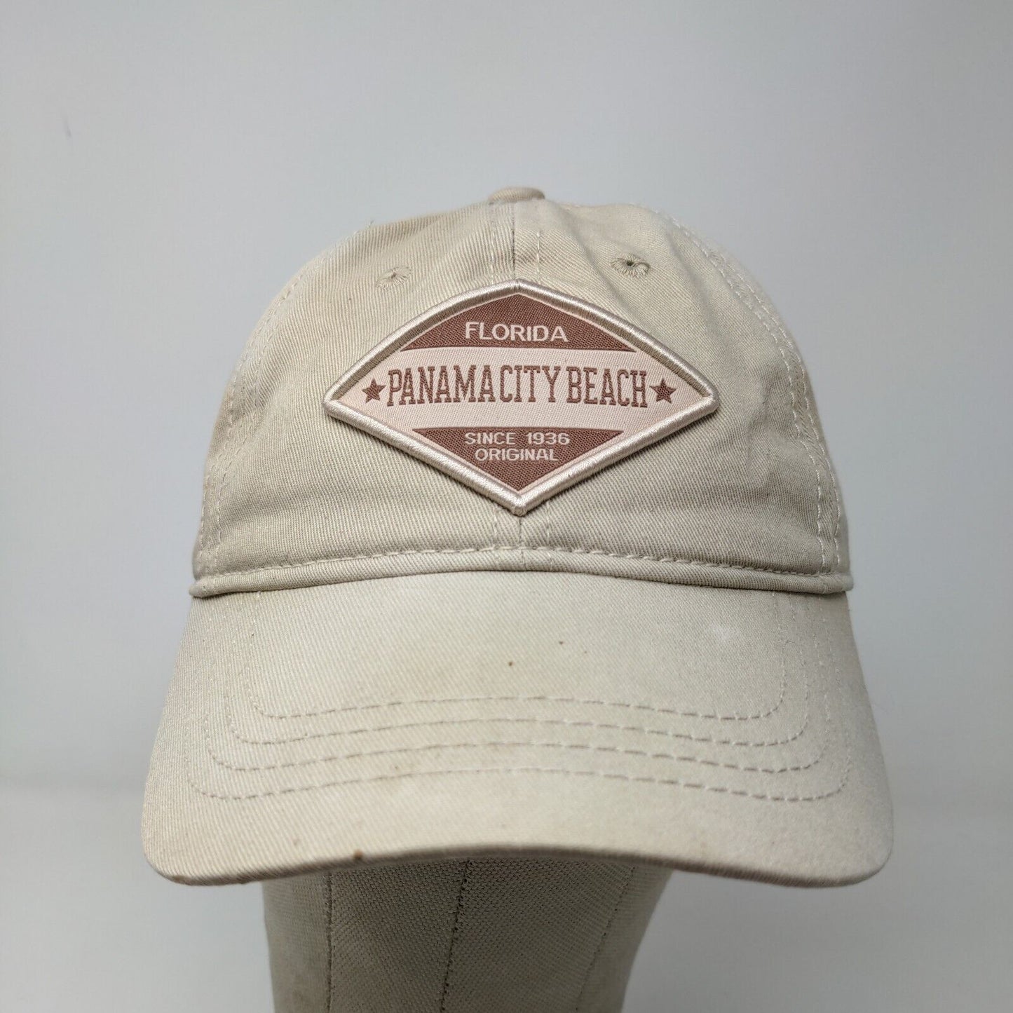 Unbranded Men's Panama City Beach FL Strapback Hat Tan OSFA Embroidered Logo