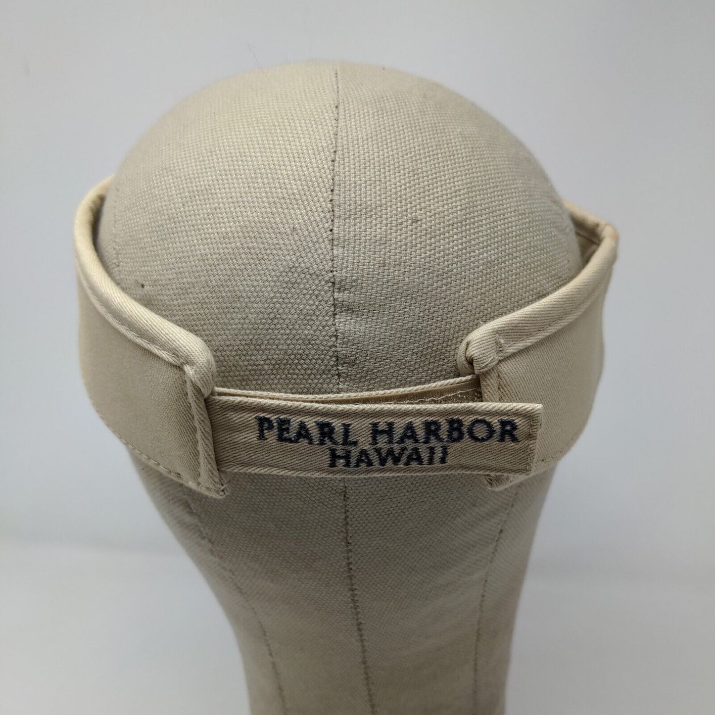 USS Arizona Men's Strapback Visor Hat Pearl Harbor Hawaii Tan Embroidered