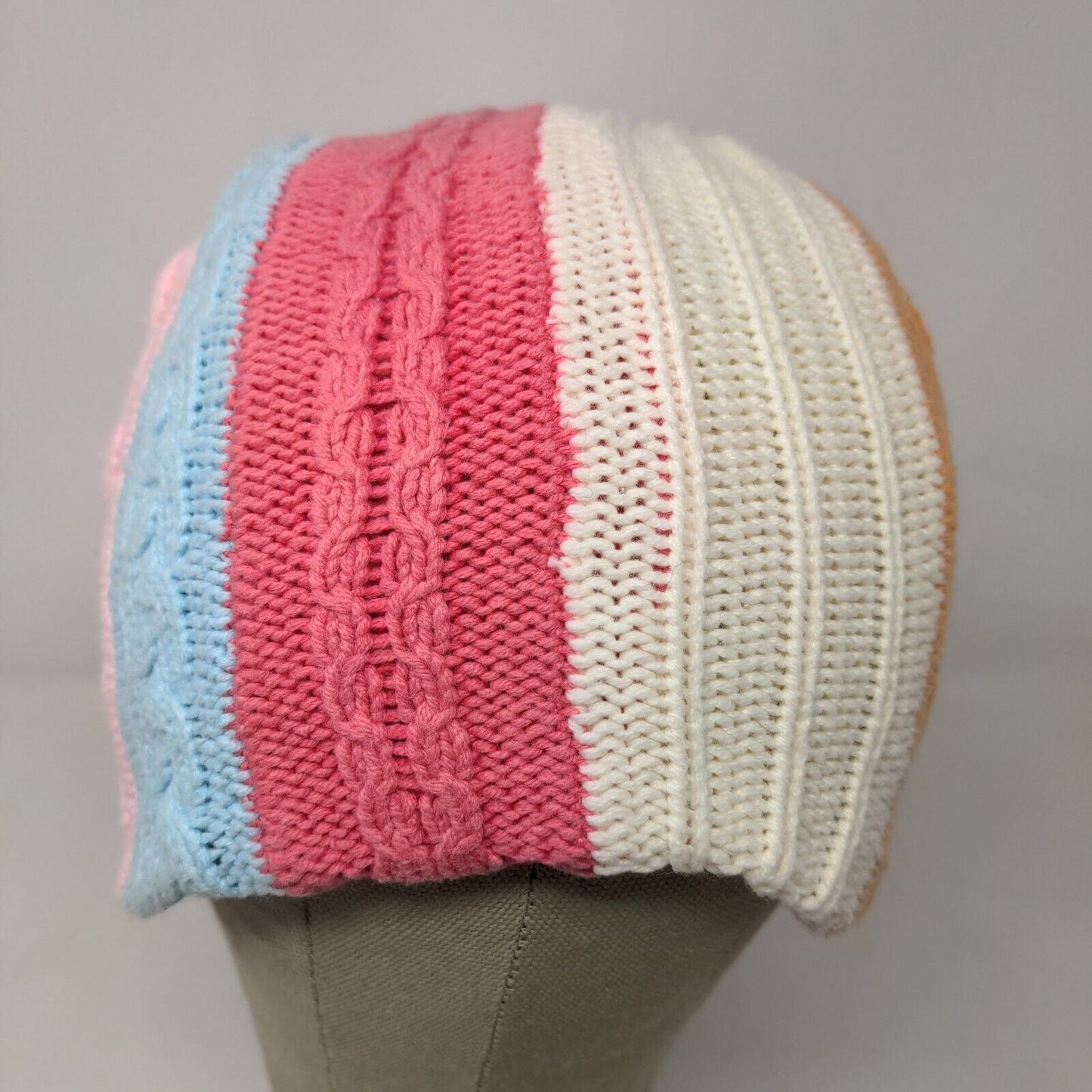 Mudd Headwear Girls Cable Knit Beanie Hat Multi Striped OSFA