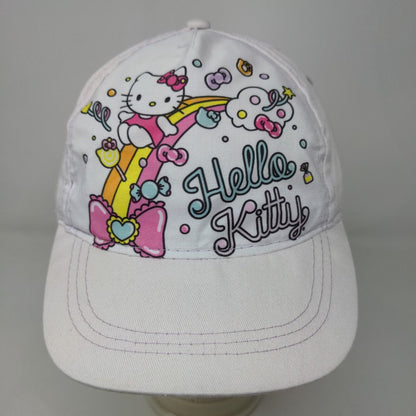 Hello Kitty Sanrio Girl's Strapback Hat White Adjustable Graphic Rainbow 2023