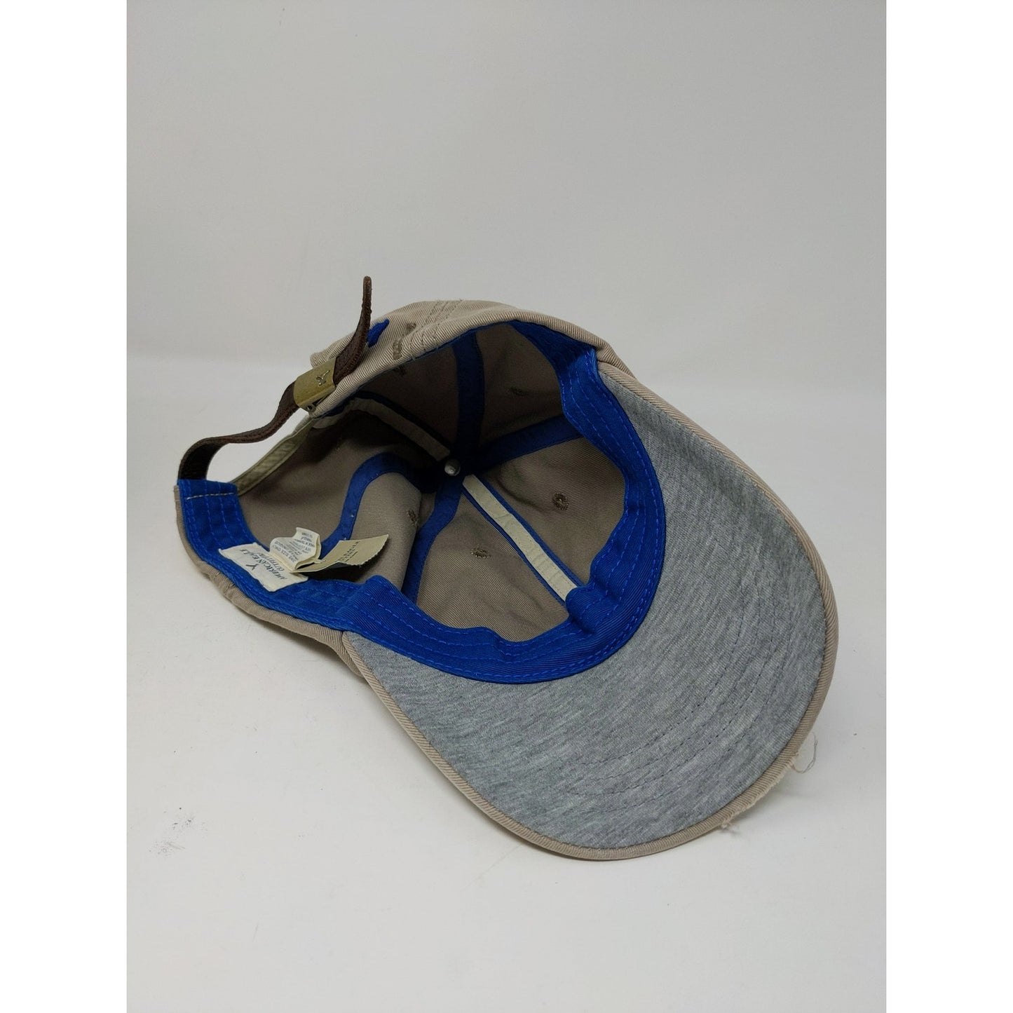 American Eagle AmEagle Slideback Hat One Size Tan Blue Embroidered Text