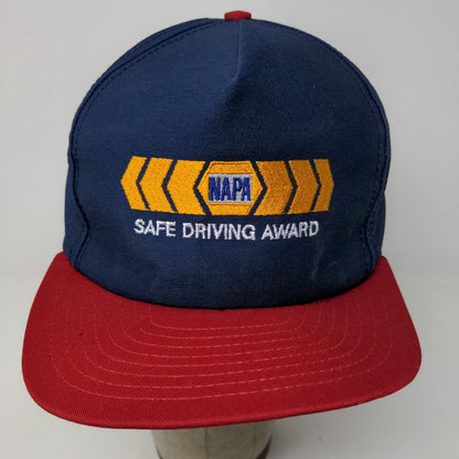 NAPA Safe Driving Award Snapback Hat Blue Red Adjustable Vintage Made USA