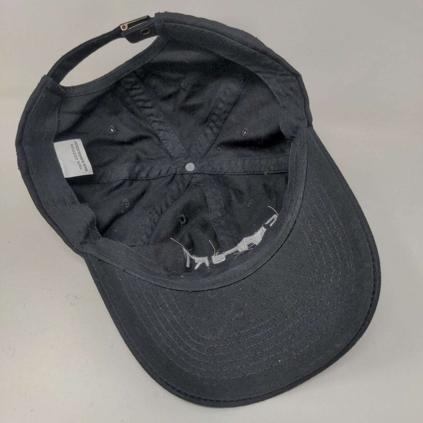 Unbranded Men's Slideback Hat Black Adjustable Embroidered Seaport Logo Cotton