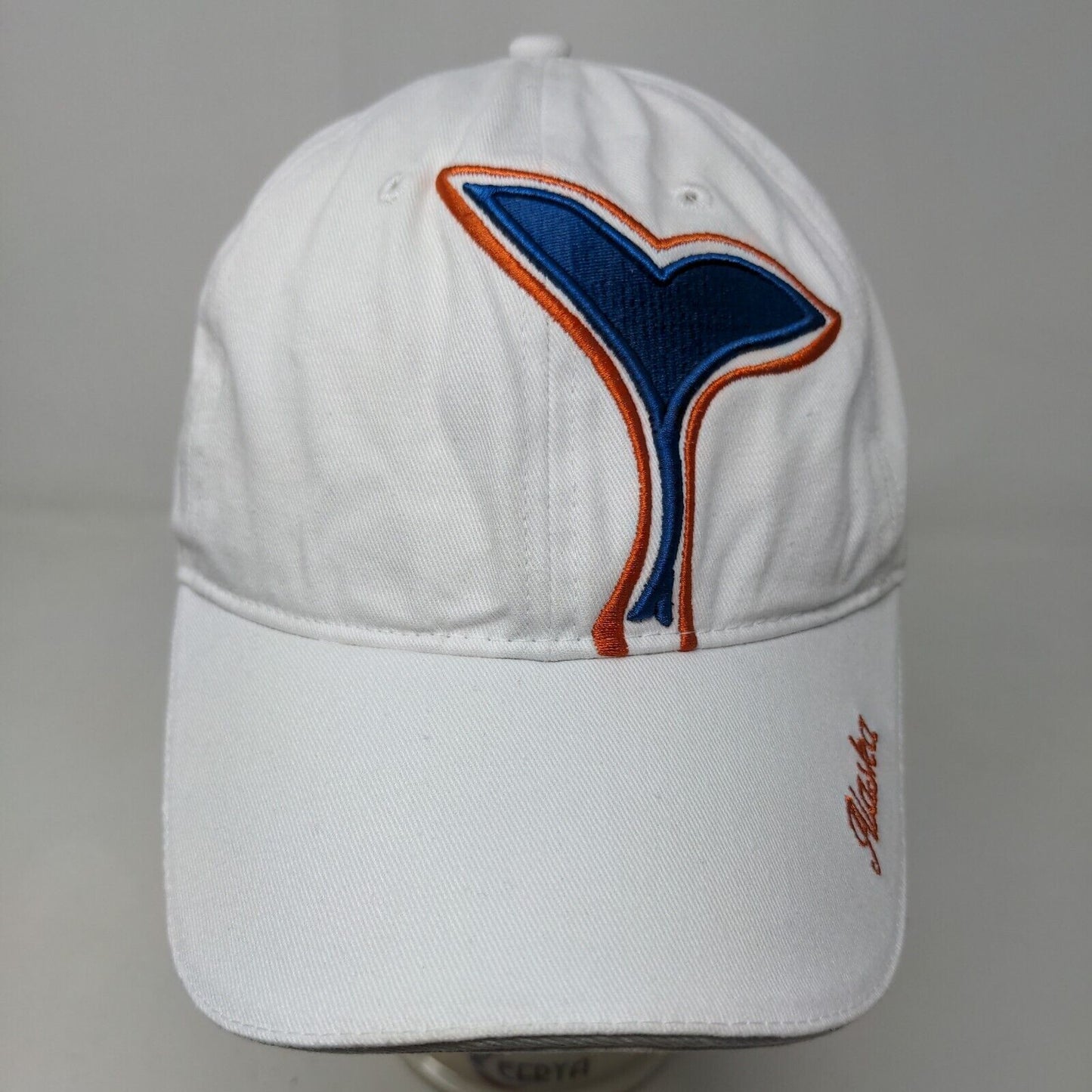 Cruisewear Men's Strapback Hat White Adjustable Embroidered Whale Logo Alaska