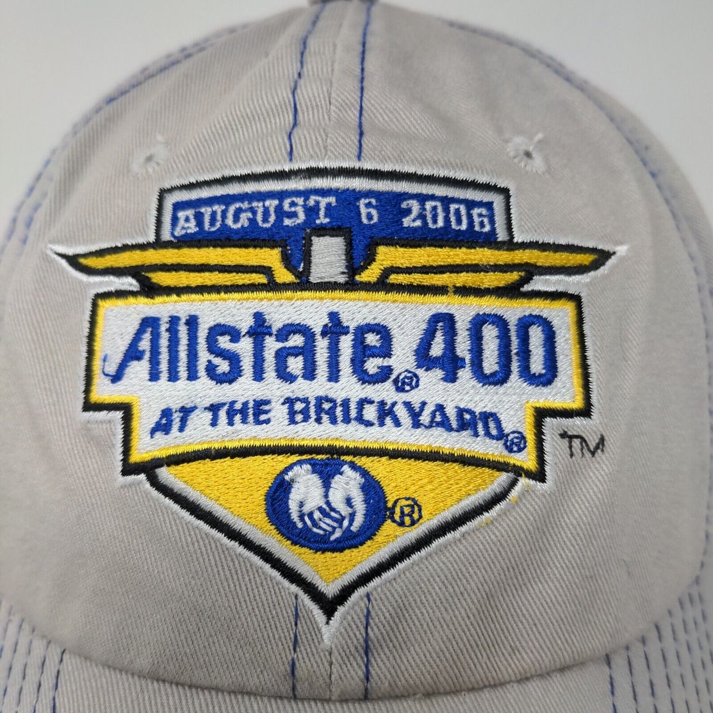 Allstate 400 At the Brickyard Strapback Hat Gray Adjustable 2006 Embroidered