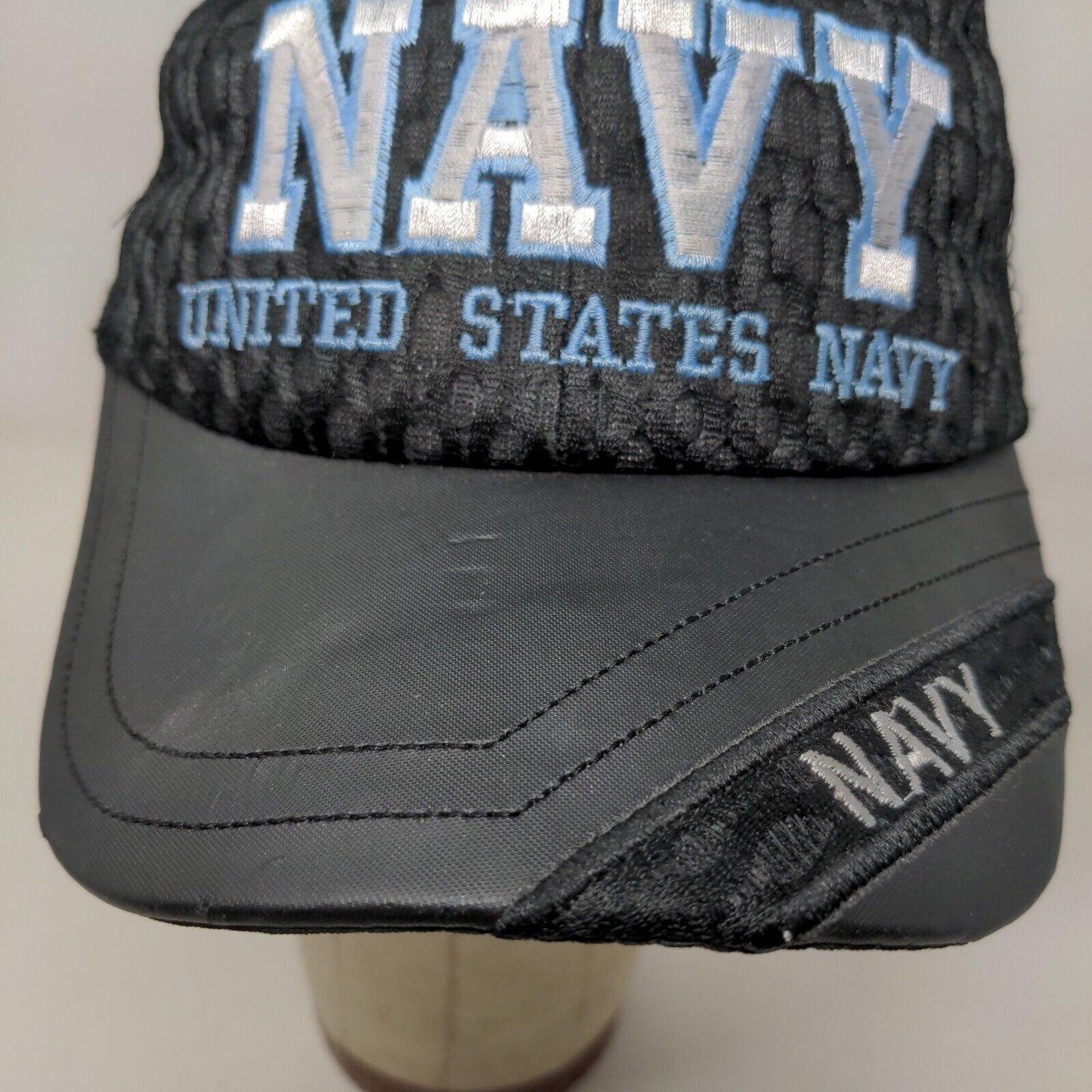 U.S. Navy Men's Strapback Hat Black OSFA Big Embroidered Logo Spell Out