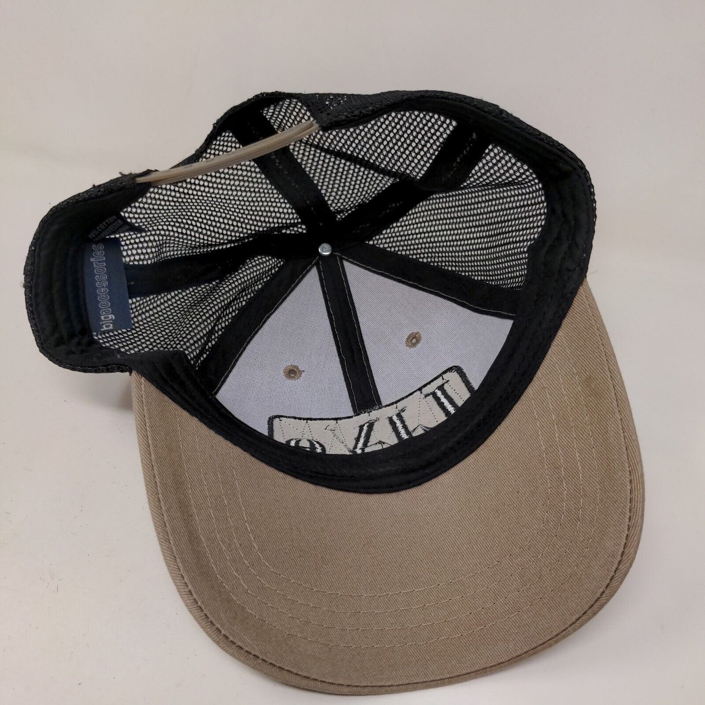 Big Accessories Men's Snapback Mesh Back Hat Tan Cotton Blend Embroidered Logo