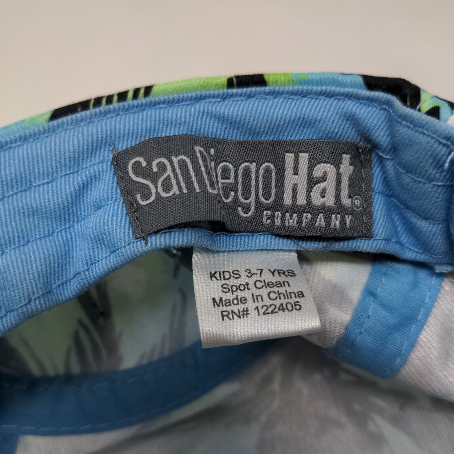 San Diego Boy's Snapback Hat Blue Green Tie Palm Pattern 3-7 Years Polyester