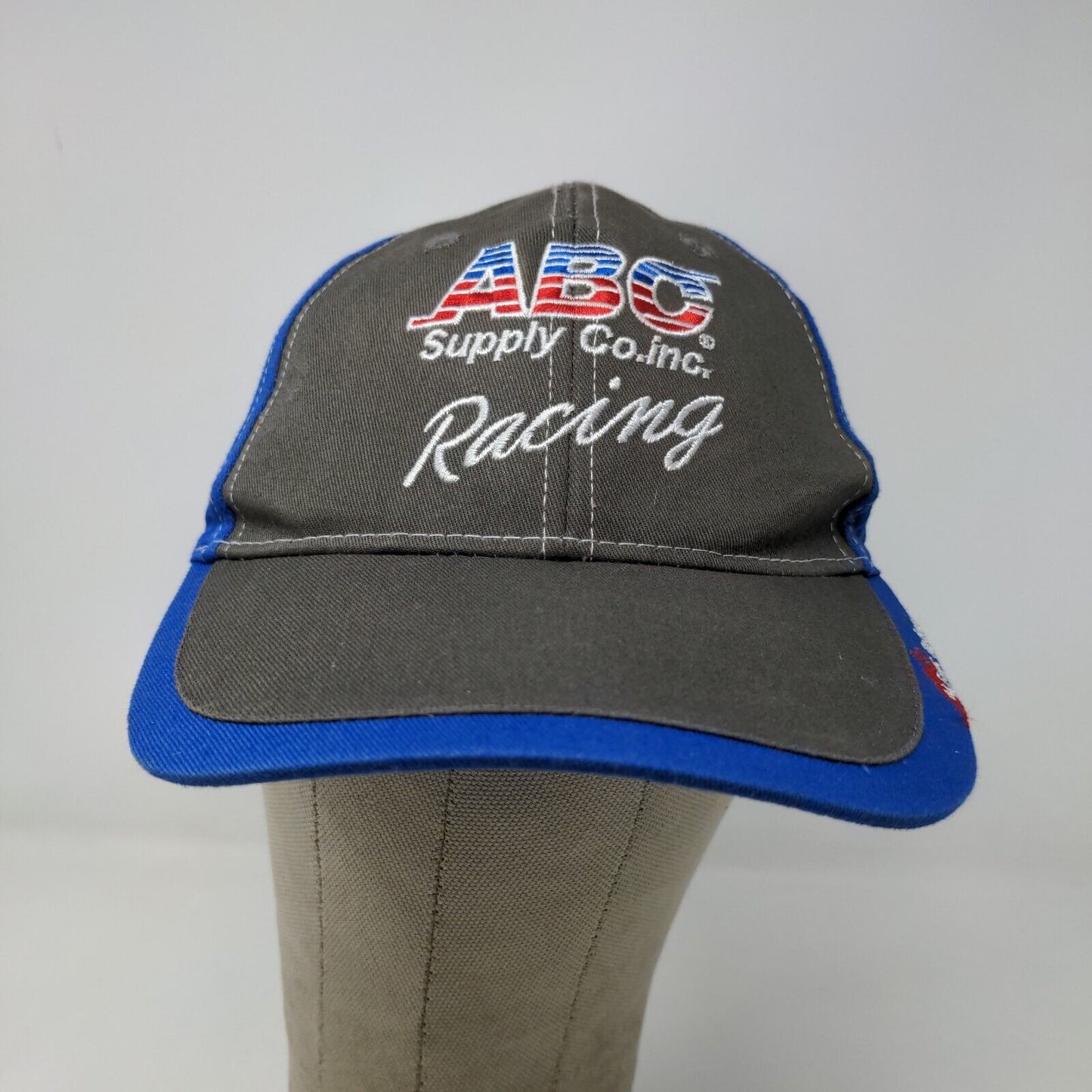 ABC Supply Co Racing Men's Strapback Hat Gray Blue Embroidered Logo