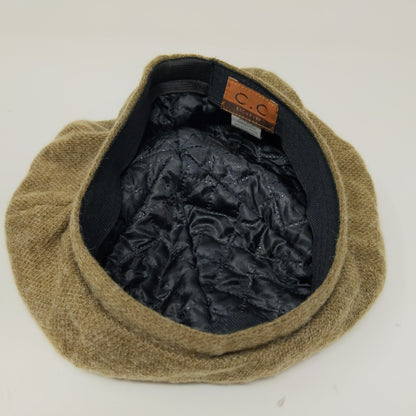 C.C. Exclusives Wool Blend Pom Pom Hat Brown Quilted Liner Logo