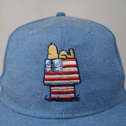 Peanuts Men's Strapback Hat Blue OSFM Embroidered Patriotic Logo Snoopy