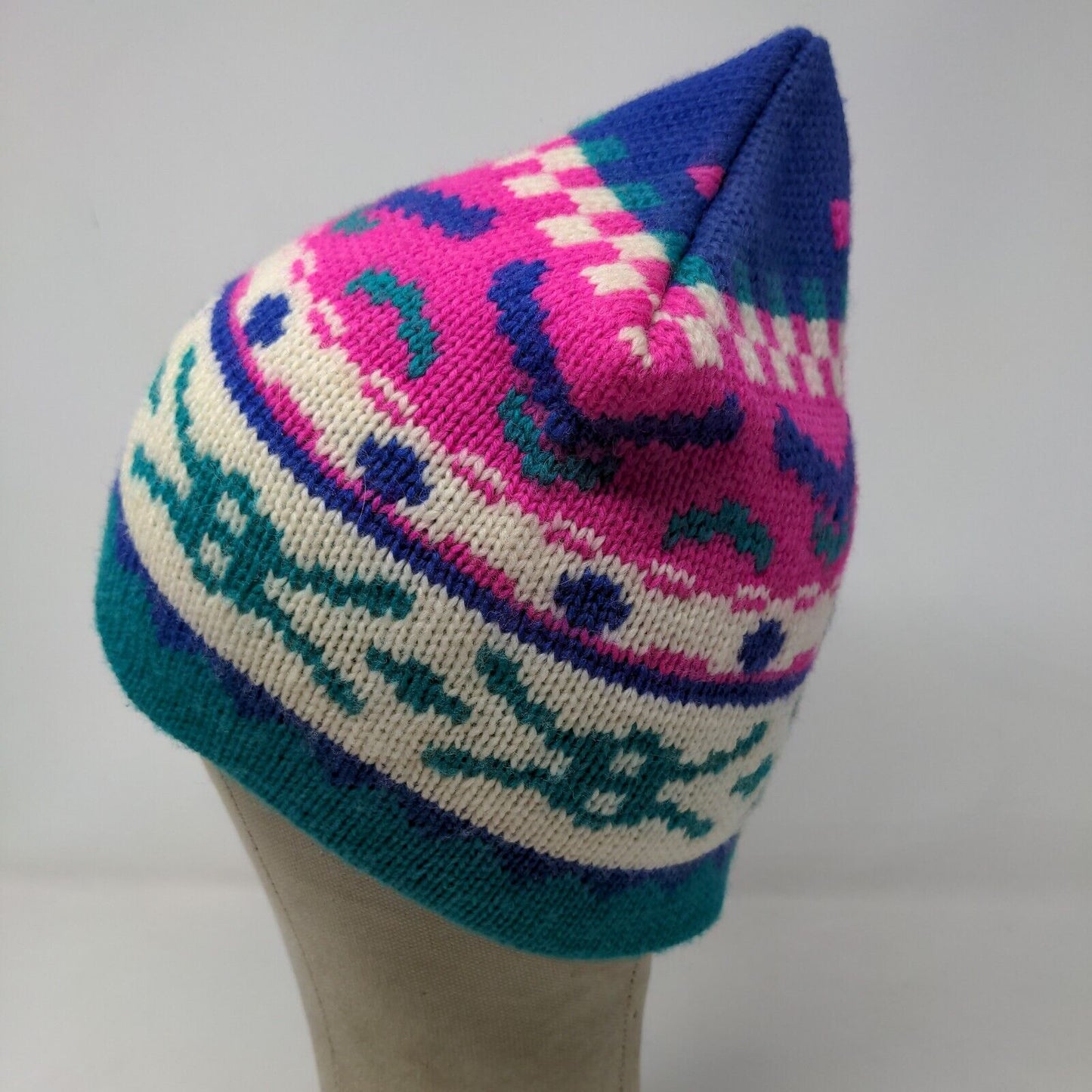 Igloos Womens Wool Beanie Hat Knit Multicolor One Size Fair Isle