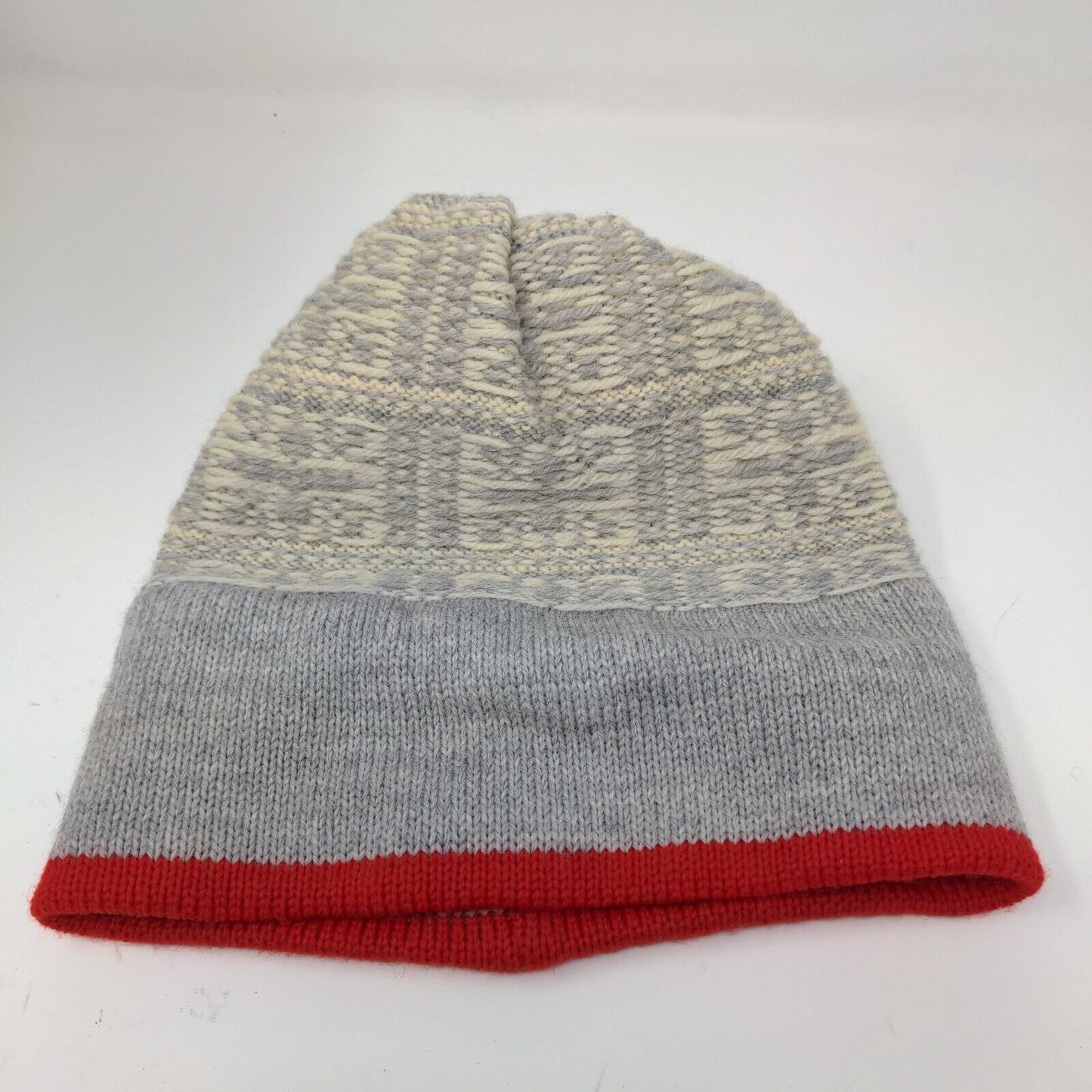 KiPi of Maine Beanie Hat Pom Pom Gray Red Warm Soft Made in USA