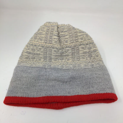KiPi of Maine Beanie Hat Pom Pom Gray Red Warm Soft Made in USA