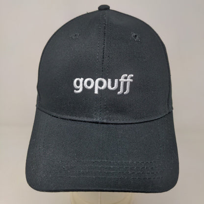 GoPuff Men's Slideback Hat Black Embroidered Spell Out Logo Adjustable