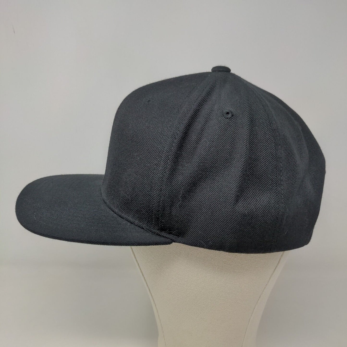 Yupoong Men's Snapback Hat Black Adjustable Blank Acrylic Wool Blend