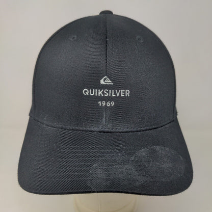 Quiksilver Men's Fitted Hat Black Size L/XL Embroidered Logo Poly Cotton Blend