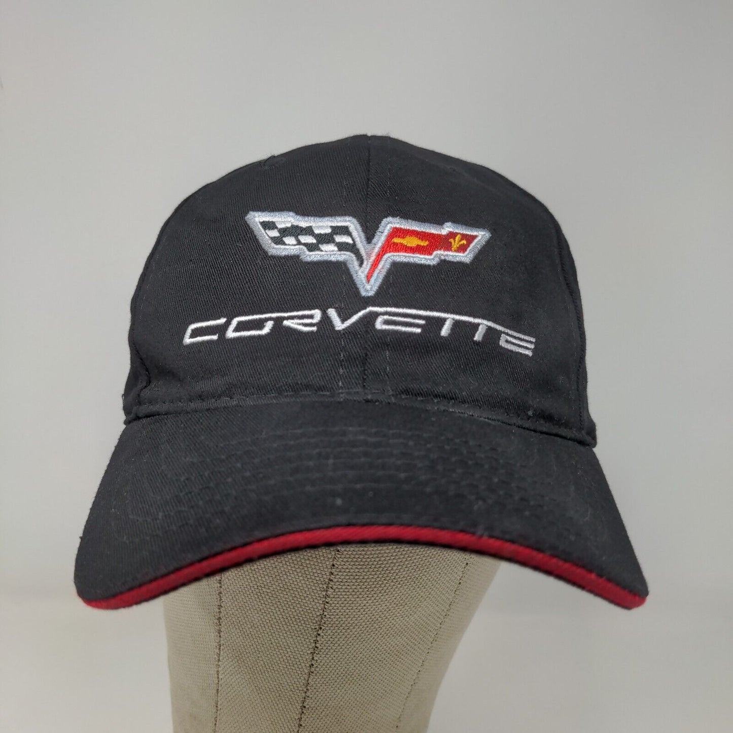 Corvette Men's Slideback Hat Black Embroidered Logo 100% Cotton