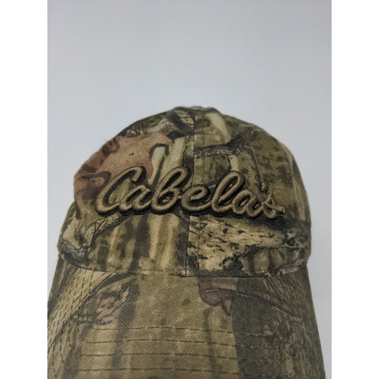 Cabelas Camo Slideback Hat OSFM Thick Embroidered Logo Cap Green Brown