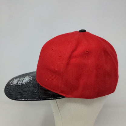 Muka Men's Snapback Flat Bill Hat Red Size OSFA Blank 100% Acrylic W/Sticker