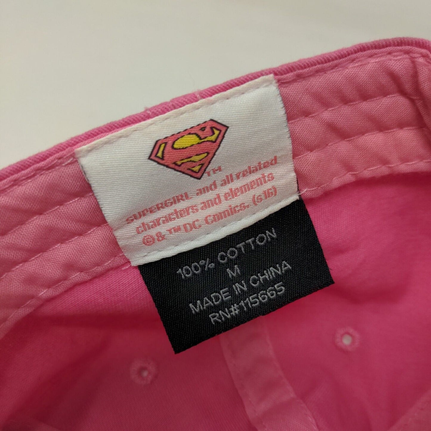 DC Comics SuperGirl Girl's Stretchy Hat Pink Size M Embroidered Logo Cotton