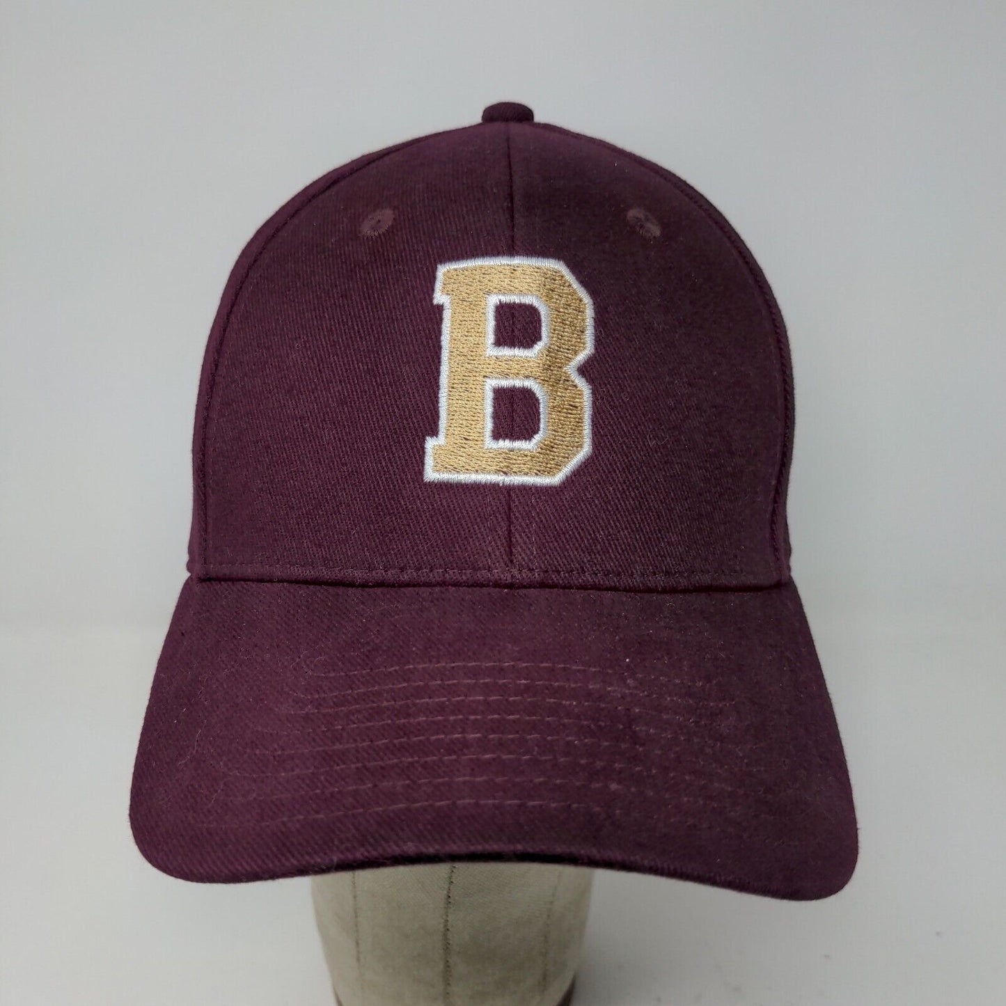 Adidas Mens Fitted Hat Purple Burgundy Size S/M Embroidered B Logo