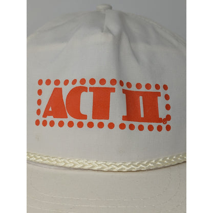 Act II Popcorn Hat White Snapback OSFA Hat Adjustable Spell Out Logo Cotton/Poly