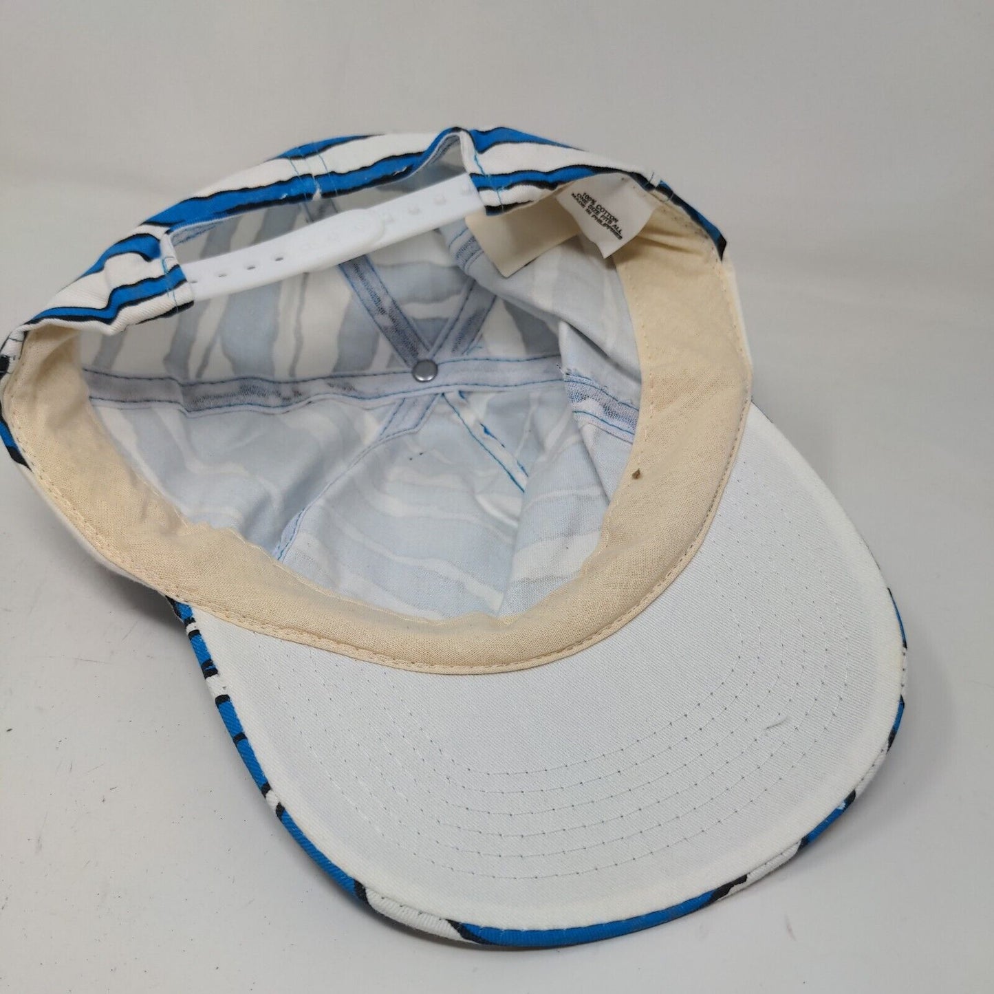 Unbranded Men's Snapback Hat Blue White OSFA Stripes Waves 100% Cotton