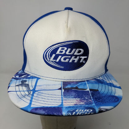 Bud Light Men's Snapback Hat Blue White Adjustable Embroidered Logo Beer