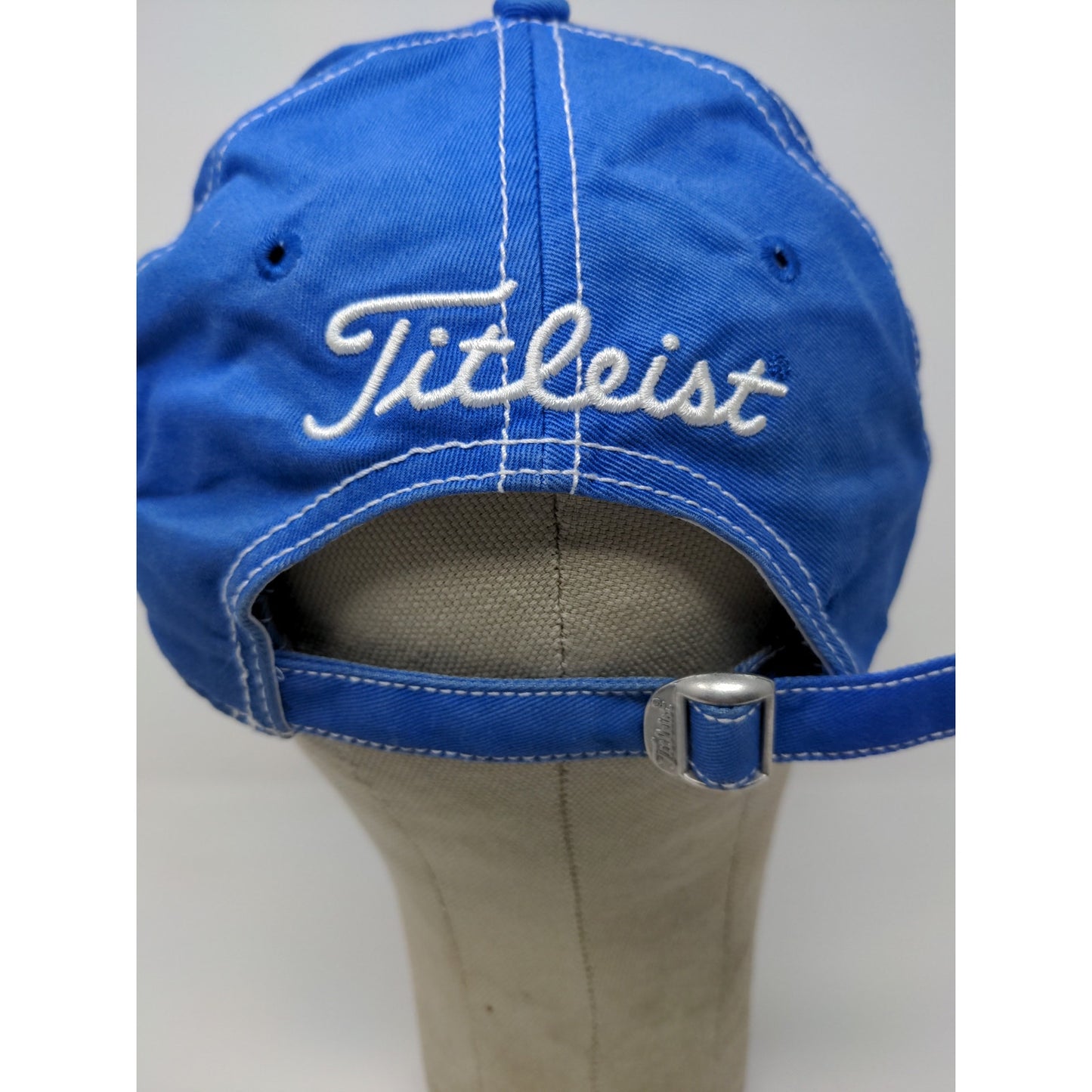 Titleist FJ Pro V1 Slideback Golf Hat Blue White Embroidered Spell Out Logo