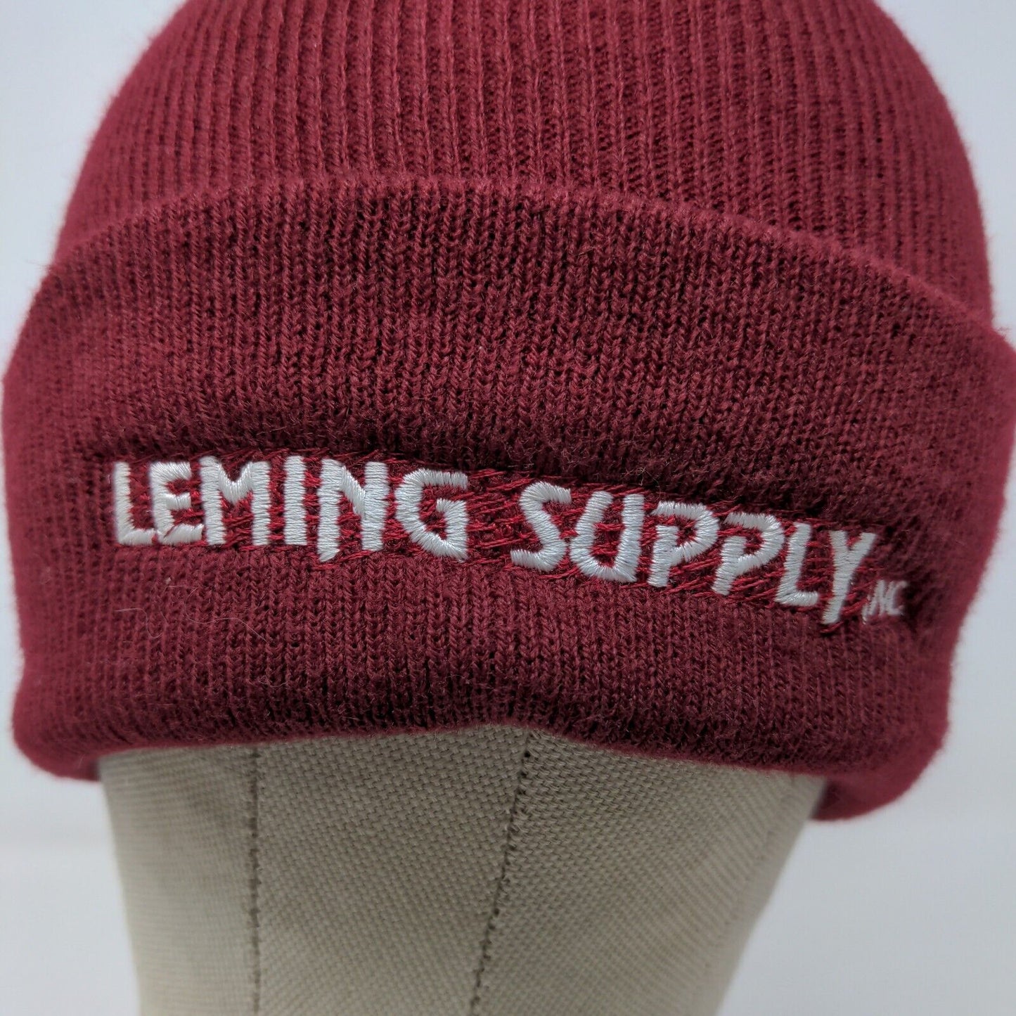 Leming Supply Men's Knit Beanie Hat Red OFSA Embroidered Logo