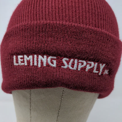 Leming Supply Men's Knit Beanie Hat Red OFSA Embroidered Logo