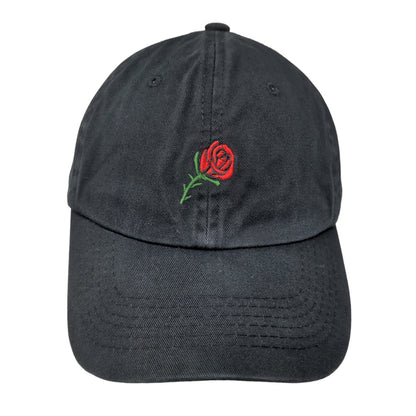 Unbranded Men's Slideback Hat Black Size OSFM Embroidered Rose Flower Logo