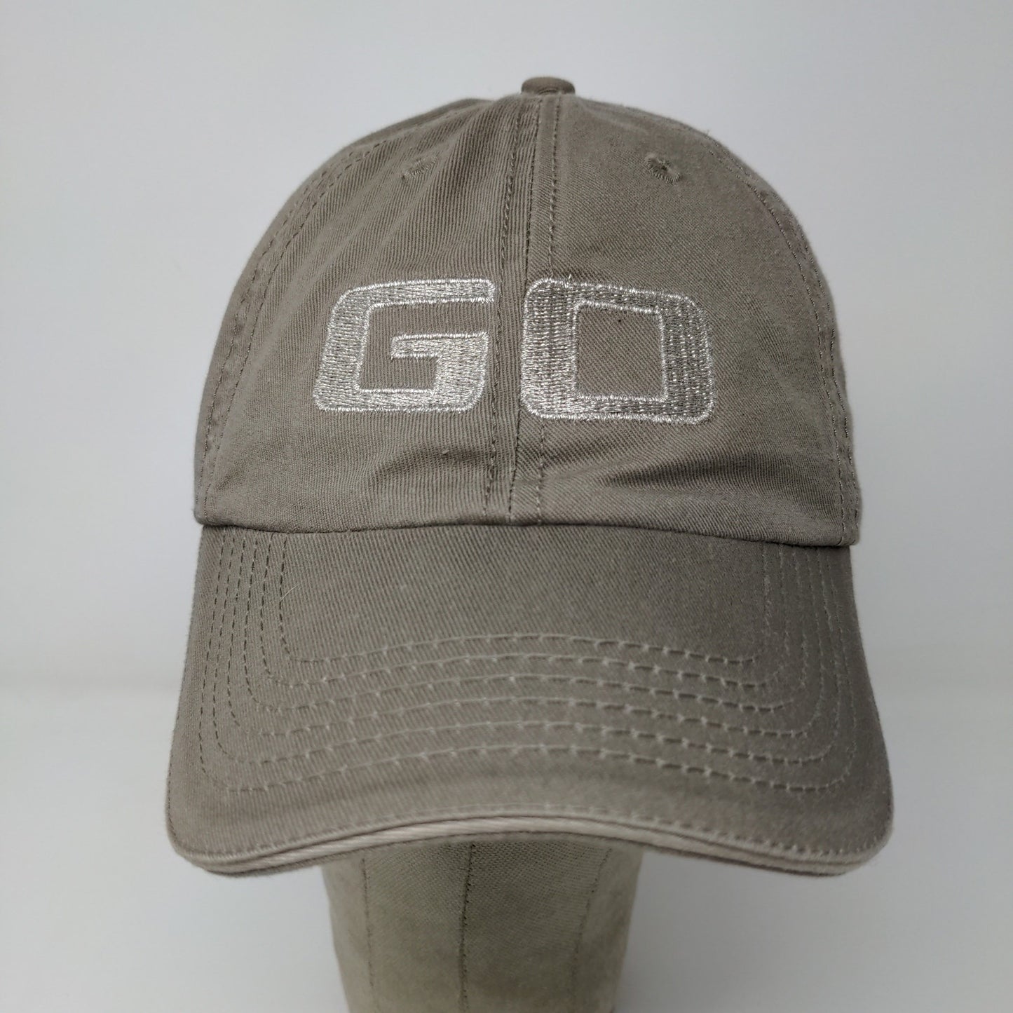 Port & Company Strapback GO Hat Embroidered Spell Out Logo Gray