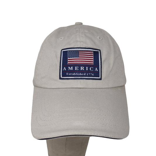 Sonoma Men's Slideback Hat Cap Tan OSFA Patriotic Embroidered Flag Logo