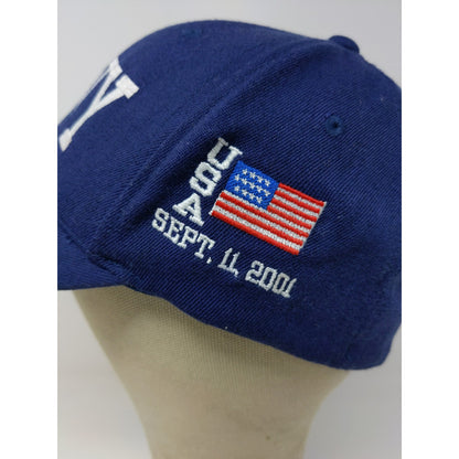 New York Fire Dept FDNY 9/11 Memorial Hat FlexFit Size S-M Blue Embroidered
