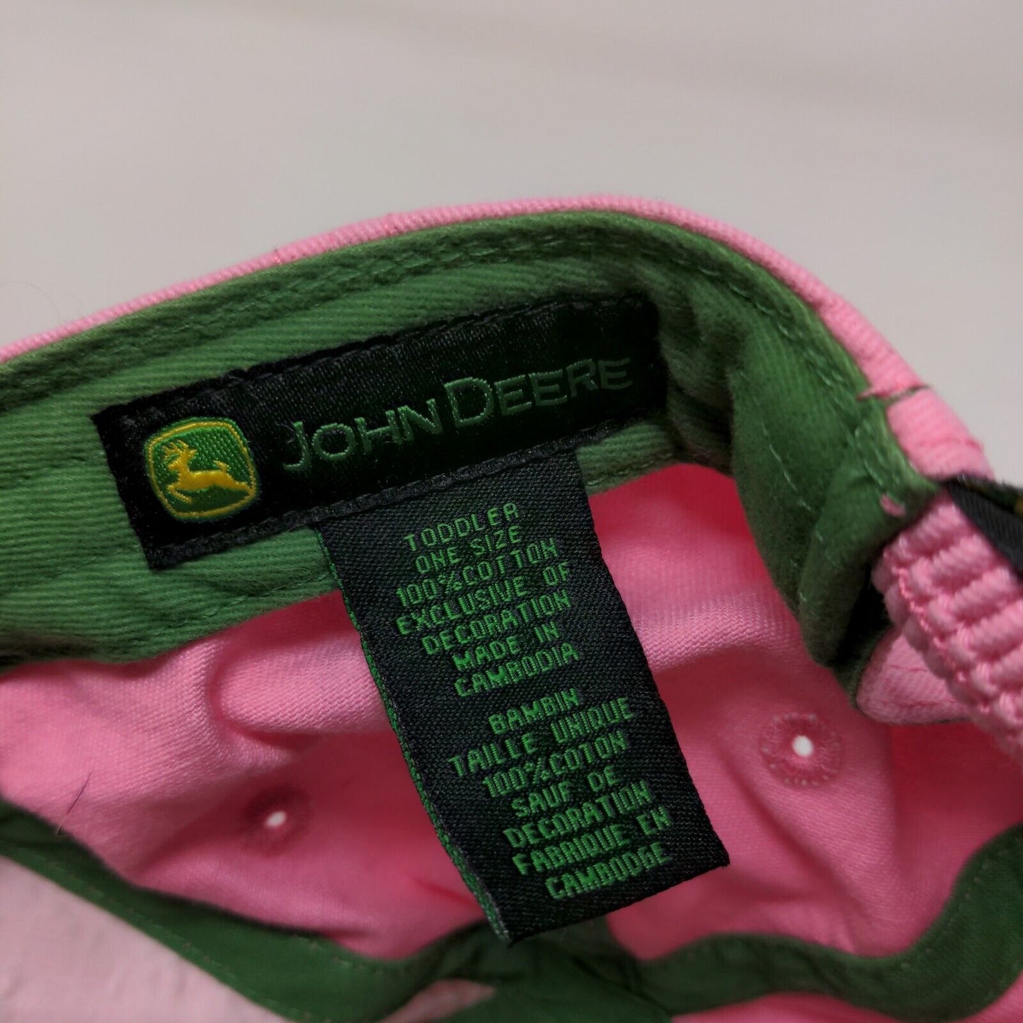 John Deere Girls Toddler Stretchy Hat Pink Size OS Embroidered Deer Logo